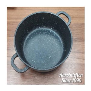 بازسازی ظروف تفلون با گرانیت مشکی با نقطه‌های سفید