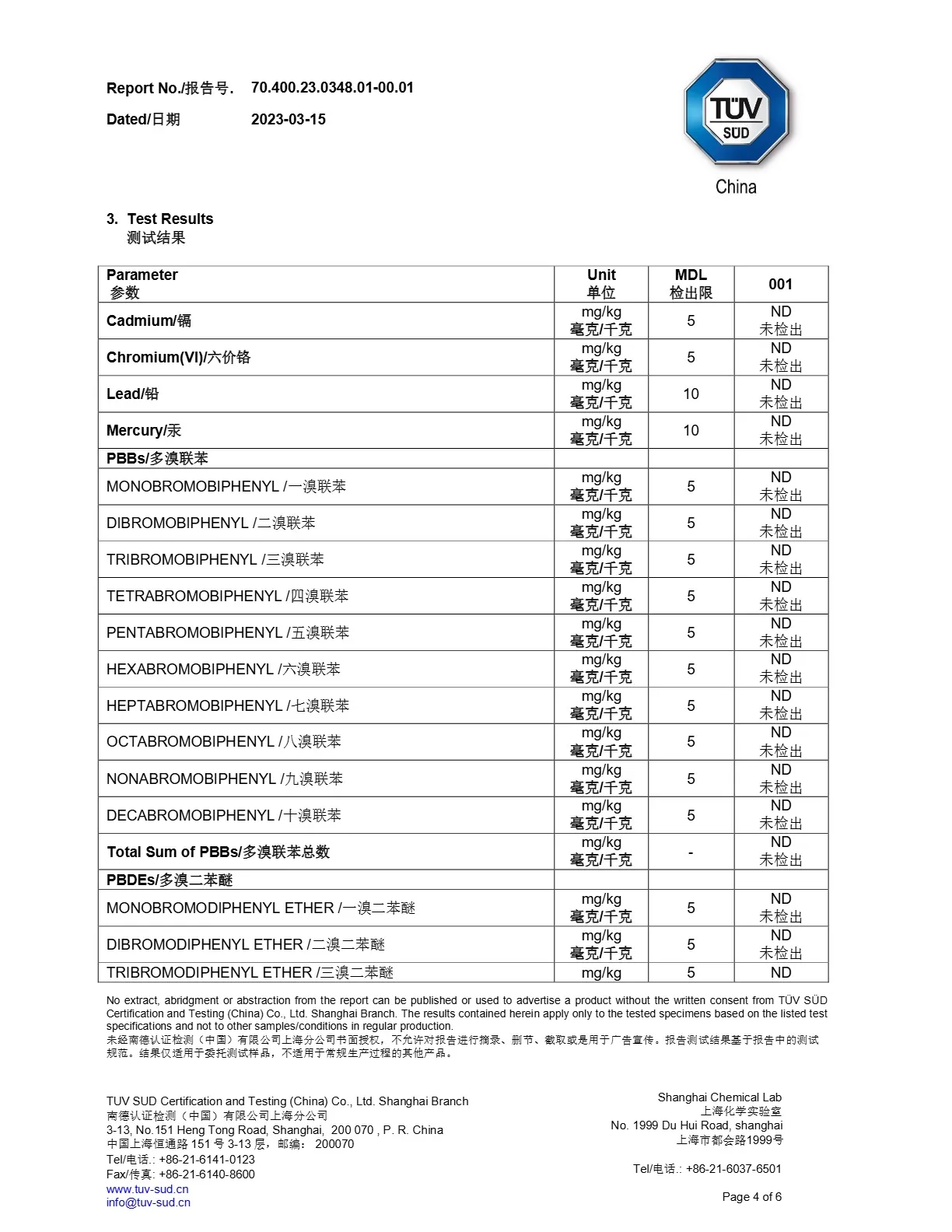 مستندات بهداشتی 35 گزارش RoHS صفحه چهارم