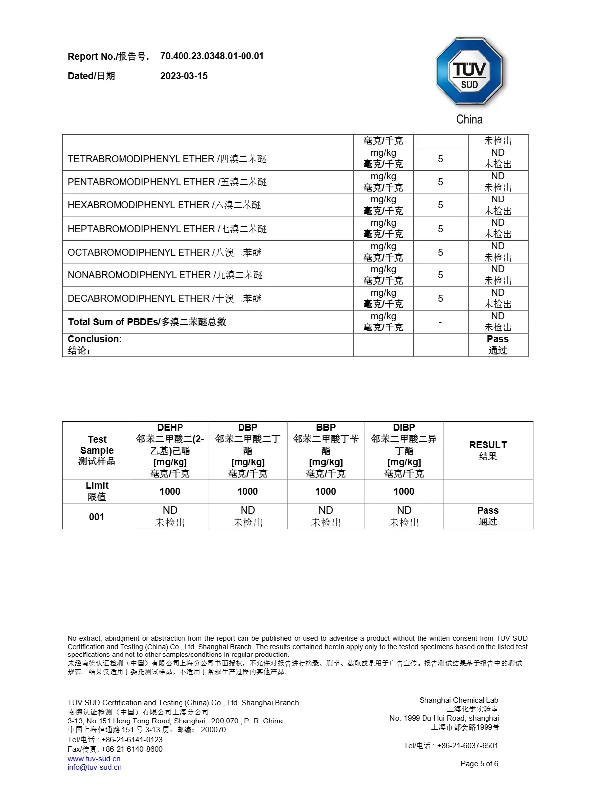 مستندات بهداشتی 36 گزارش RoHS صفحه پنجم